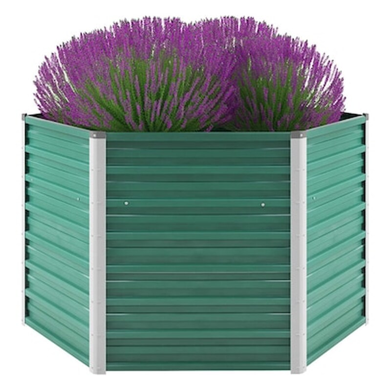 Vidaxl Ζαρντινιέρα Υπερυψωμένη Πράσινη 129x129x77 Εκ. Γαλβαν. Χάλυβας