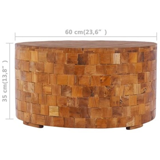 Τραπεζάκι Σαλονιού VidaXL από Μασίφ Ξύλο Teak 60x60x35cm - Καφέ image 3