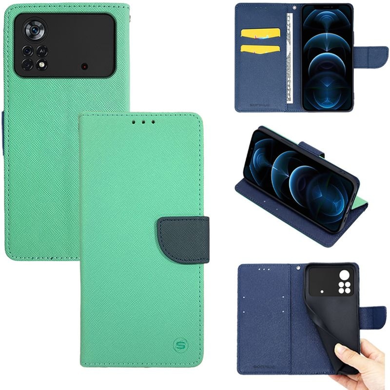 Θήκη Xiaomi Poco X4 Pro 5G - Sonique Trend Book - Βεραμάν / Σκούρο Μπλε