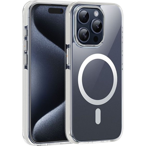 Θήκη Apple iPhone 15 Pro Max - Hoco Magnetic Premium Series Anti-drop Magnetic Mag-charge - Διάφανο / Μωβ image 0