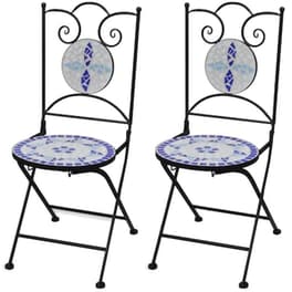 Καρέκλες Vidaxl Bistro Πτυσσόμενες Κεραμικές 2 Τεμ.  37x44x89cm - Μπλε/Λευκό