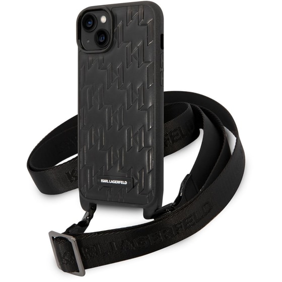 Θήκη Apple iPhone 14 Plus - Karl Lagerfeld Monogram Plaque Logo PU Leather Case - Black image 1