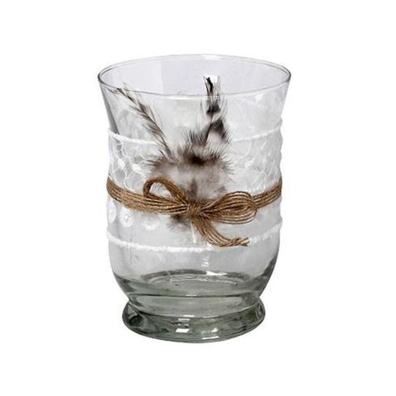 Κηροπήγιο Espiel Φτερό Una218k4 Γυάλινο 9x11cm - Διάφανο ESPIEL