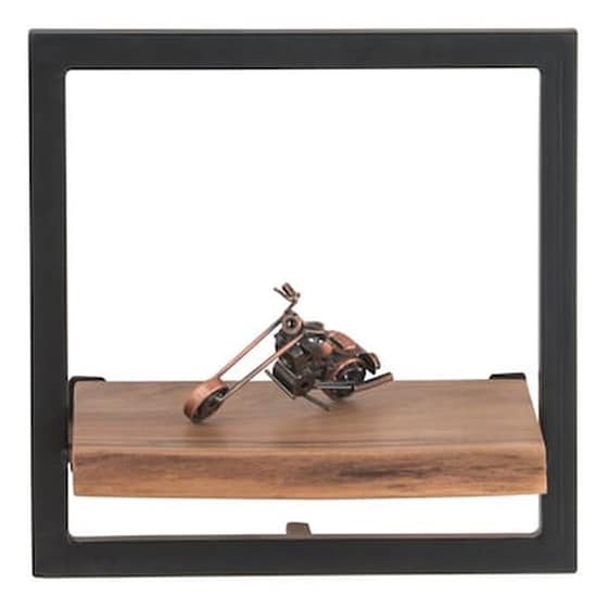 Ράφι Τοίχου Lizard Frame C59082 από Μασίφ Ξύλο Ακακίας/Μέταλλο 35x25x35 cm - Μαύρο/Καφέ image 0