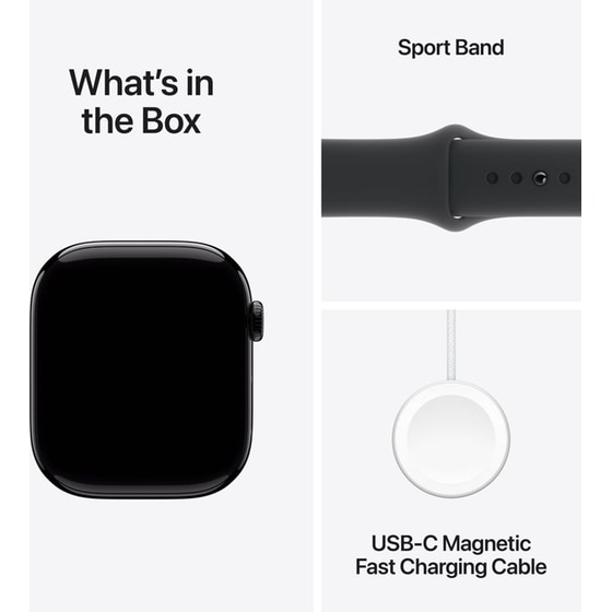 Apple Watch Series 10 GPS + Cellular 42mm Jet Black Aluminum Case with Black Sport Band - S/M image 7