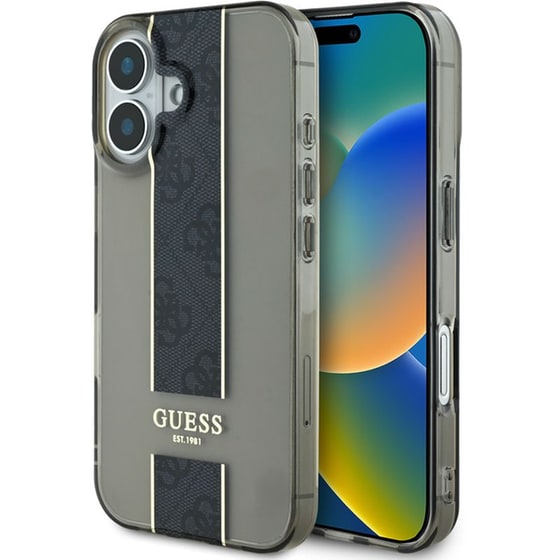 Θήκη Apple iPhone 16 - Guess IML Middle 4G Stripe - Black image 0