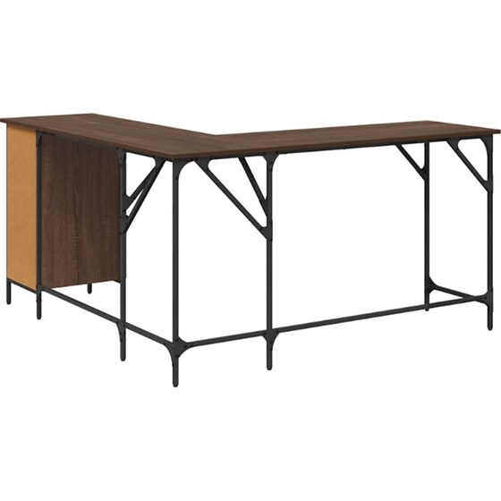 Γραφείο VidaXL από Επεξεργασμένο Ξύλο 141x141x75 cm - Καφέ Δρυς image 6