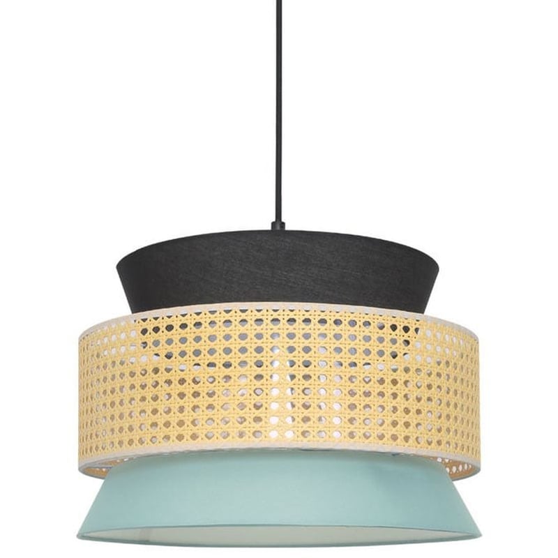 Φωτιστικό Οροφής Μονόφωτο Aca Nisyros από Μέταλλο/Ρατάν Φ40x28-150 cm - Μαύρο/Καφέ