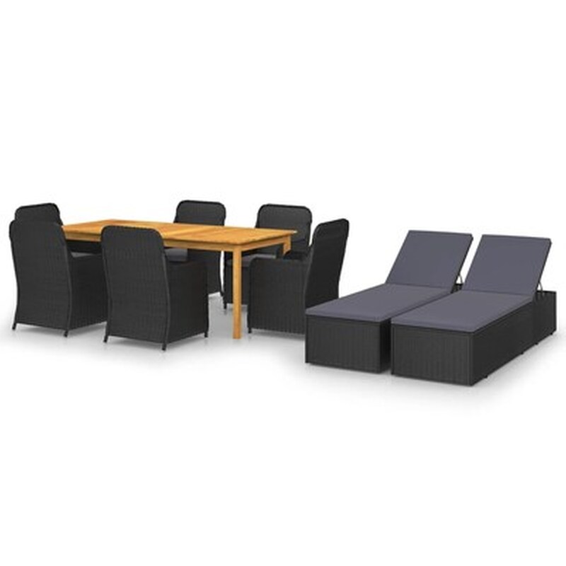 Vidaxl Σετ Τραπεζαρίας Κήπου 9 Τεμαχίων Μαύρο VIDAXL