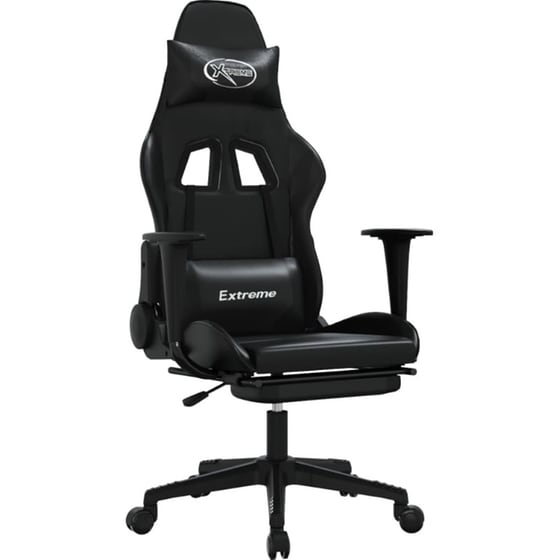 Καρέκλα Gaming VIDAXL 3143707 με Υποπόδιο από Τεχνητό Δέρμα - Μαύρη image 0