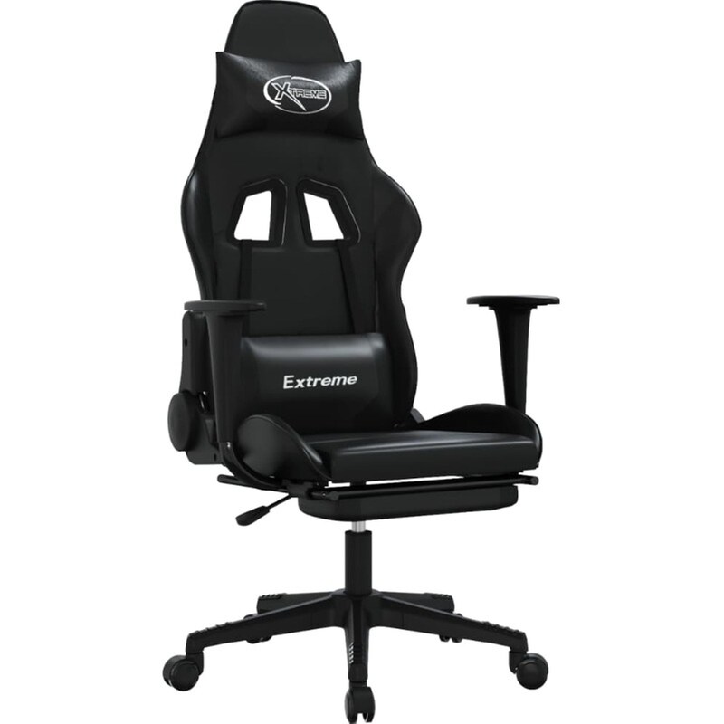 Καρέκλα Gaming VIDAXL 3143707 με Υποπόδιο από Τεχνητό Δέρμα - Μαύρη