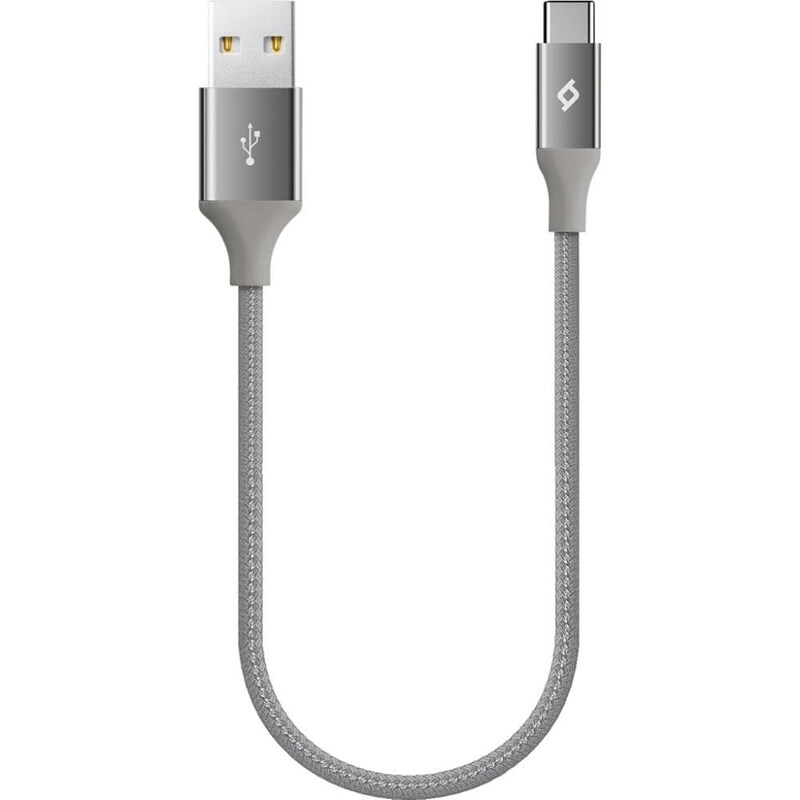 TTEC Καλώδιο Φόρτισης/Συγχρονισμού TECC AlumiCable Mini USB-C 0.3m - Ασημί