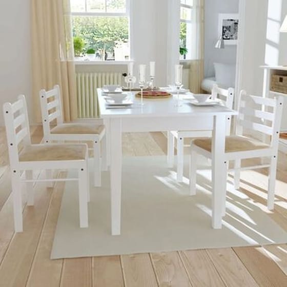Καρέκλες Τραπεζαρίας Vidaxl  Καουτσουκόδεντρο/Βελούδο 4 Τμχ - Λευκές image 1