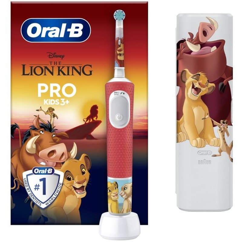 Ηλεκτρική Οδοντόβουρτσα Oral-B Pro Kids Lion King για Παιδιά 3+ Κόκκινη