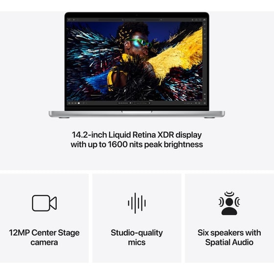 Apple MacBook Pro 14" M4 Chip QHD+ (Apple M4 10 Cores CPU/24GB/1TB SSD/10 Cores GPU/macOS) Silver image 5