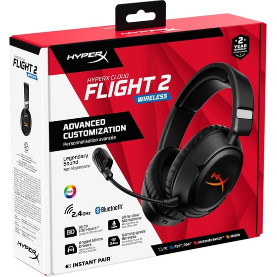 HyperX Cloud Flight 2 Gaming Ασύρματα Ακουστικά Bluetooth - Μαύρο image 3
