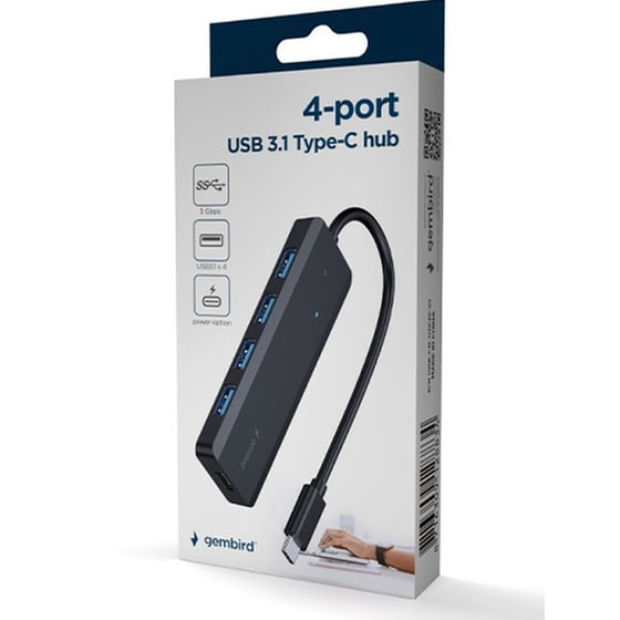 Gembird UHB-CM-U3P4P-01 USB Hub με 4 θύρες USB 3.1 - Μαύρο image 2