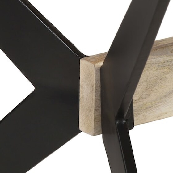 Τραπεζαρία Vidaxl από Μασίφ Ξύλο Μάνγκο 180x90x76 cm - Μαύρο/Καφέ image 5