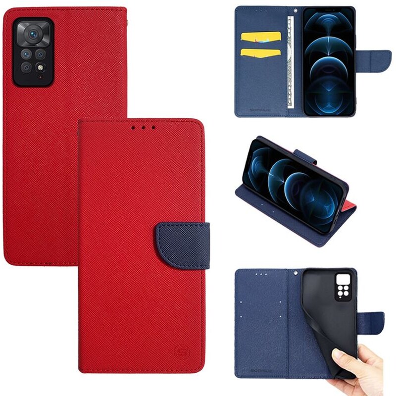 Θήκη Xiaomi Redmi Note 11 Pro 4G/Redmi Note 11 Pro 5G/Redmi Note 12 Pro 4G - Sonique Trend Book - Κόκκινο/ Σκούρο Μπλε