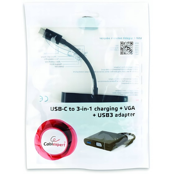 Docking Station Cablexpert A-CM-VGA3in1-01 3-Port USB 3.1 συμβατό με USB-C image 2