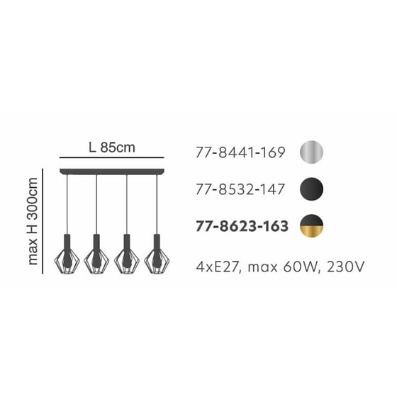 Φωτιστικό Οροφής Πολύφωτο Homelighting 77-8532 Μεταλλικό - Μαύρο image 1