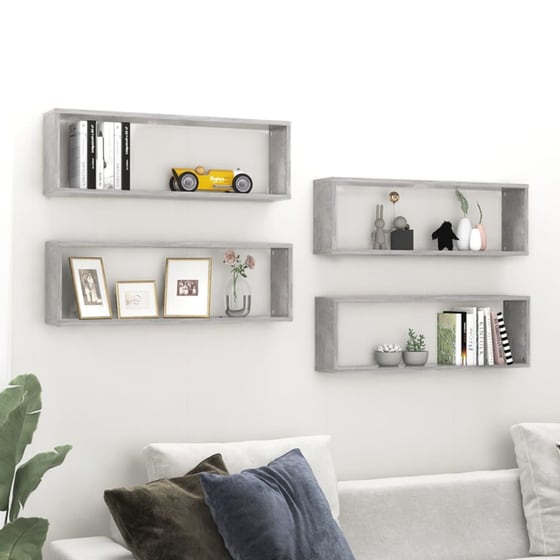 Ράφια Τοίχου VidaXL από Μοριοσανίδα 80x15x26.5 cm 4 Τμχ  - Γκρι image 1