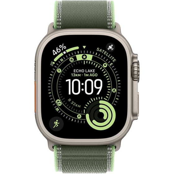 Λουράκι Apple Trail Loop S/M για Apple Watch 49mm - Green/Neon with Natural Titanium Finish image 1