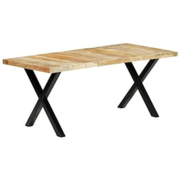 Τραπεζαρία Vidaxl από Μασίφ Ξύλο Μάνγκο 180x90x76 cm - Μαύρο/Καφέ