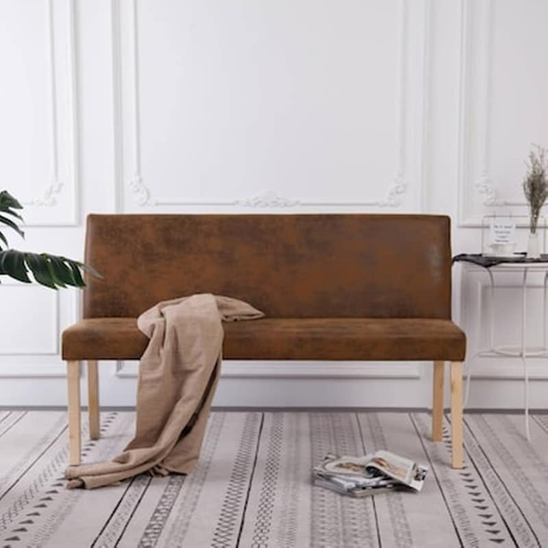 Παγκάκι VidaXL από Συνθετικό Καστόρι 139,5x54x85,5 cm - Καφέ