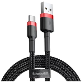Καλώδιο δεδομένων Baseus Cafule Durable Nylon Braided Usb to Usb-C 2m - Black/Red