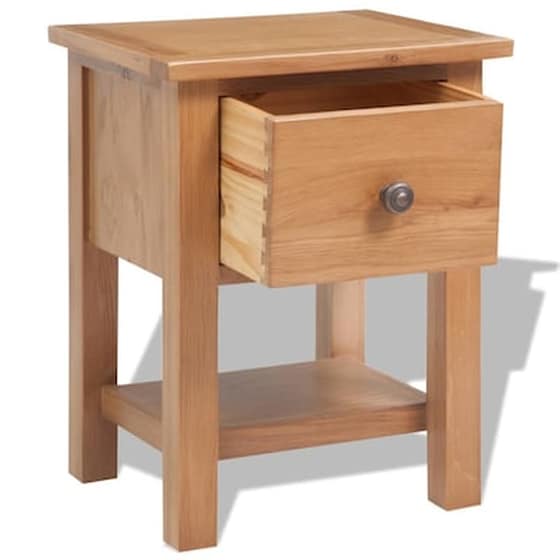 Κομοδίνο Vidaxl Από Μασίφ Ξύλο Δρυός Και Mdf 2τμχ 36x30x47 cm - Φυσικό image 3
