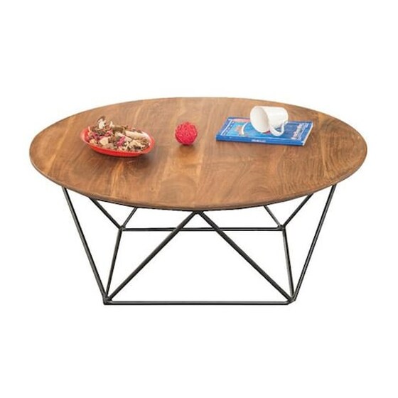 Τραπεζάκι Σαλονιού Woodwell από Ξύλο Ακακίας 90x36cm - Καφέ image 0