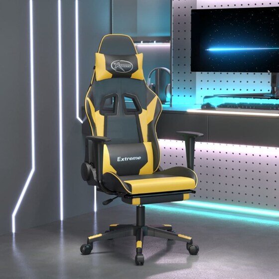 Καρέκλα Gaming VIDAXL 3143701 με Υποπόδιο από Τεχνητό Δέρμα - Μαύρο image 10