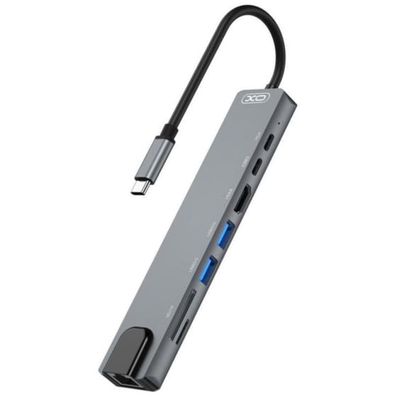 USB Hub XO HUB003 USB-C με  8 θύρες - Γκρι image 0