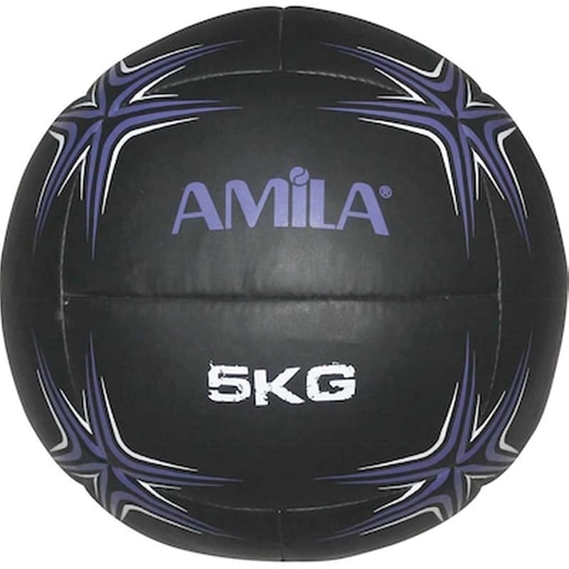 AMILA Μπάλα Medicine Weight Ball Amila Κατάλληλη για Ενδυνάμωση 5 kg 34 cm άπό PVC - Μαύρο