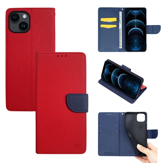 Θήκη Apple iPhone 14 - Sonique Trend Book -  Κόκκινο/Σκούρο Μπλε image 0