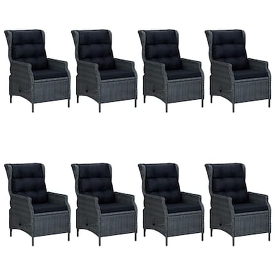 Vidaxl Σετ Τραπεζαρίας Κήπου 9 Τεμαχίων Σκούρο Γκρι image 3