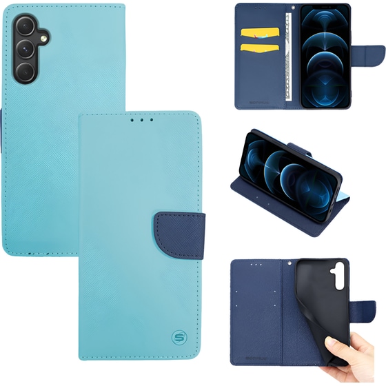 Θήκη Samsung Galaxy A14 - Sonique Trend Book - Σιέλ / Σκούρο Μπλε image 3