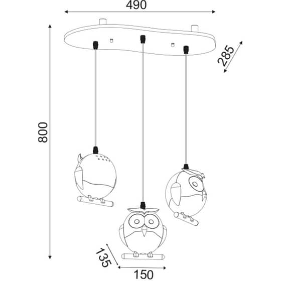 Παιδικό Φωτιστικό Οροφής Aca Kokka Κουκουβάγιες ZN160203PBR - Καφέ image 2
