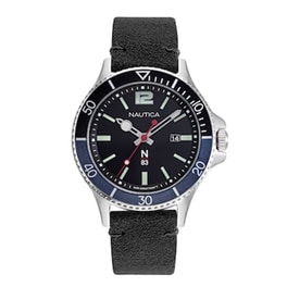 Nautica N83 Accra Beach Black Leather Strap Napabf916