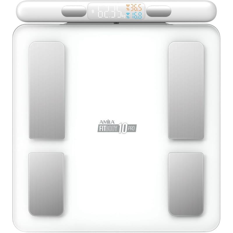 AMILA Ψηφιακή Ζυγαρία Σώματος Amila Smart Fitbody 10 Pro με Λιπομετρητή Λευκό
