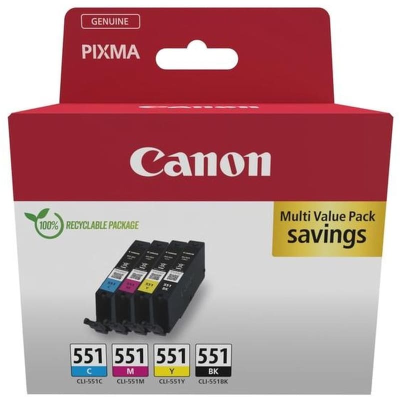 CANON Canon Cli-551 Πολλαπλό Πακέτο Μελανιών Εκτυπωτή 6509B015