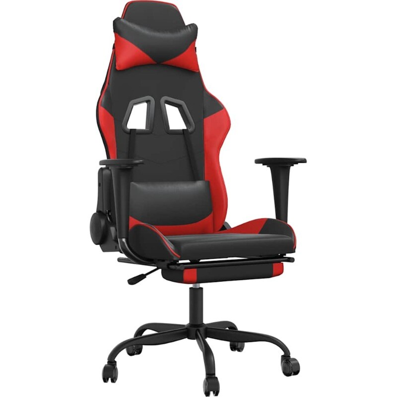 Καρέκλα Gaming VIDAXL 345412 με Υποπόδιο από Τεχνητό Δέρμα - Μαύρο