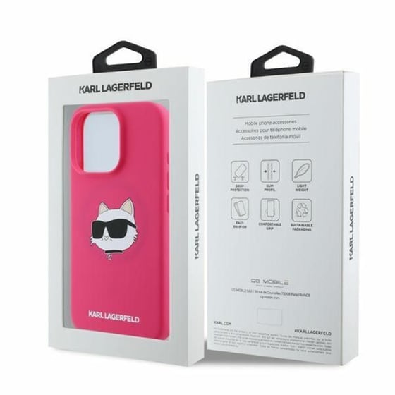 Θήκη Apple iphone 16 Pro Max - Karl Lagerfeld  Silicone Choupette Head Print - Ροζ image 4