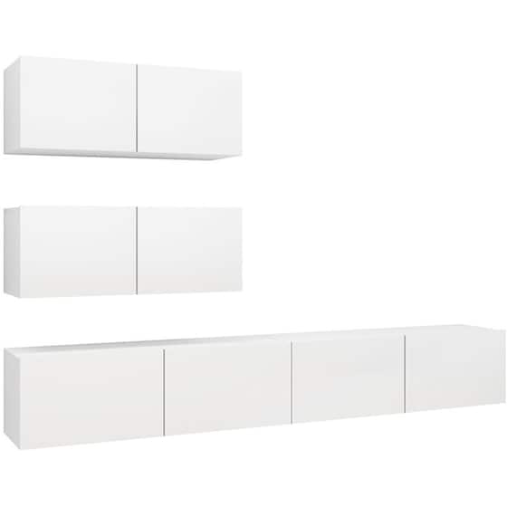 Έπιπλα Τηλεόρασης VidaXL από Μοριοσανίδα 4 Τμχ 80x30x30cm - Λευκό image 0