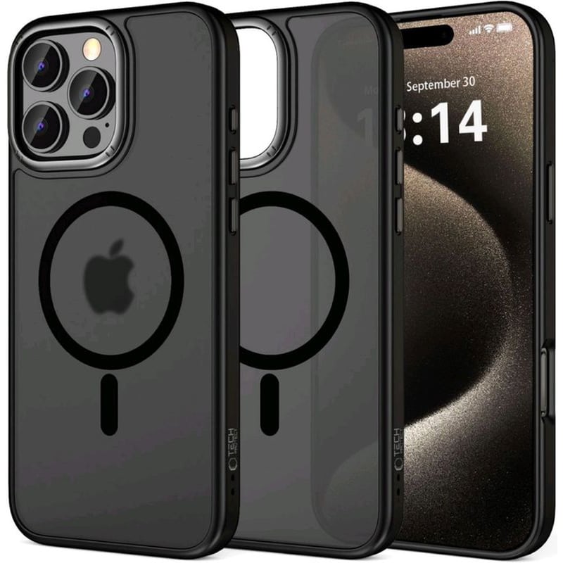 Θήκη Apple iPhone 16 Pro Max - Tech-Protect MagSafe με Μεταλλικό Πλαίσιο Κάμερας - Matte Black / Gunmetal (5906302311200)