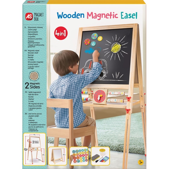 AS Magnet Box Ξύλινος Μαγνητικός Επιδαπέδιος Πίνακας 2 Όψεων Για 3+ Χρονών image 0