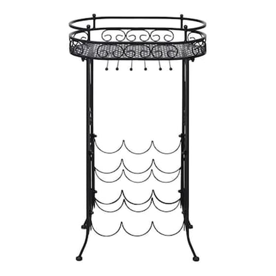 Ραφιέρα Vidaxl Για Κρασιά Με Ποτηροθήκες Από Μέταλλο Για 9 Φιάλες - Μαύρη image 2