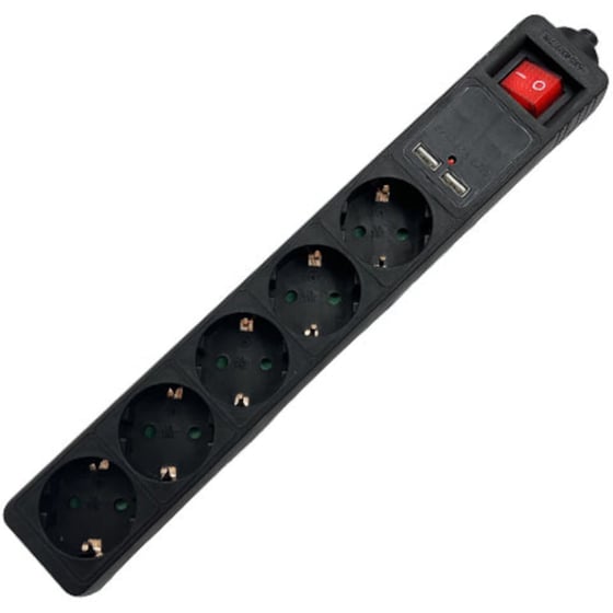 Πολύπριζο Ασφαλείας Lamtech LAM111948 5 θέσεων & 2x Usb 1.5m - Μαύρο image 0