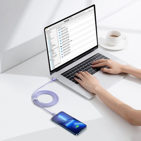 Καλώδιο δεδομένων Baseus Crystal Shine Series Usb-C to Lightning 20W 2m - Lilac image 5